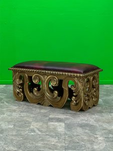 Gold and burgundy bench